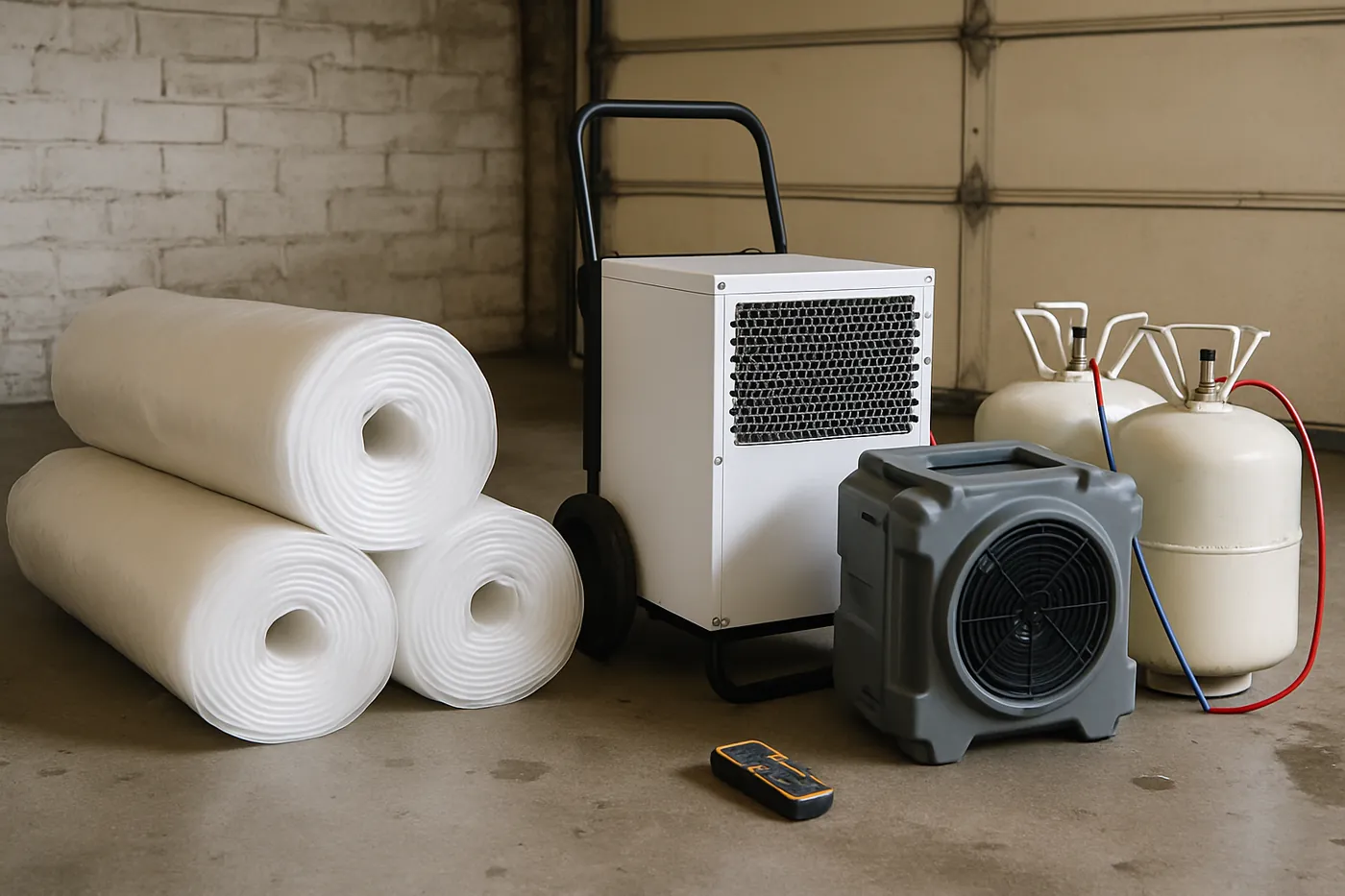 HEPA air scrubber and dehumidifier staged for a mold removal job in Wilmington